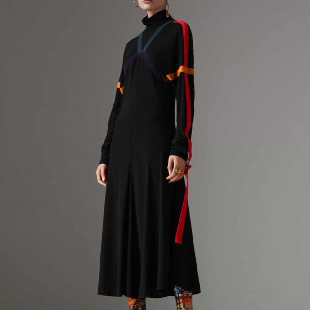 Burberry colorblock jersey turtleneck dress NEW